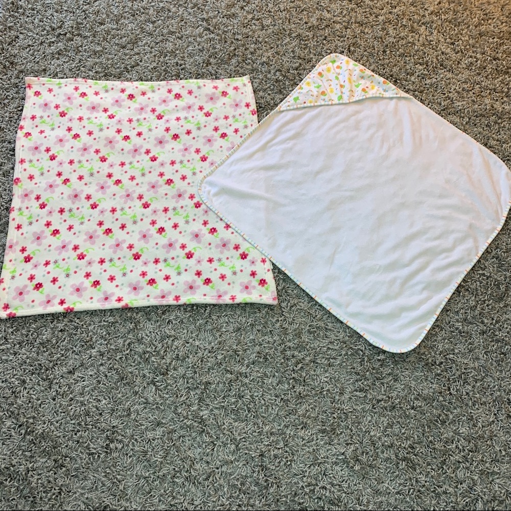 Girl pink floral blanket and hoodie bath towel #30